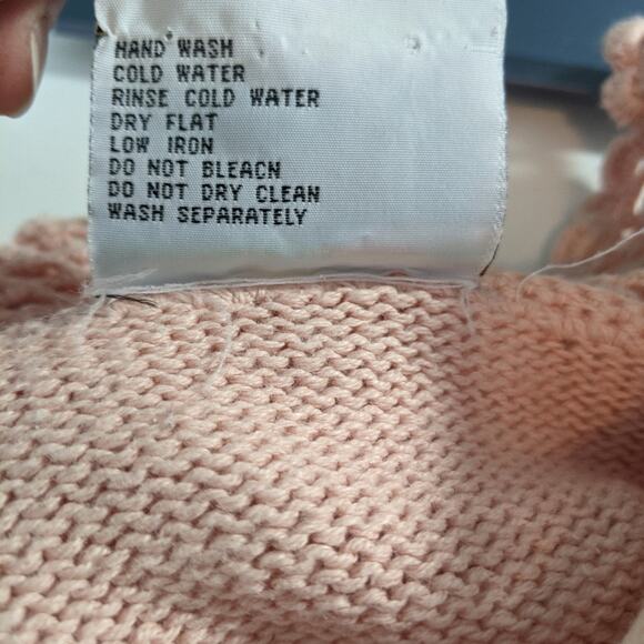 Vintage 90's C.S.L Cherry Stick Ltd Knit Sweater Crotched Neckline Peach - Picture 4 of 8